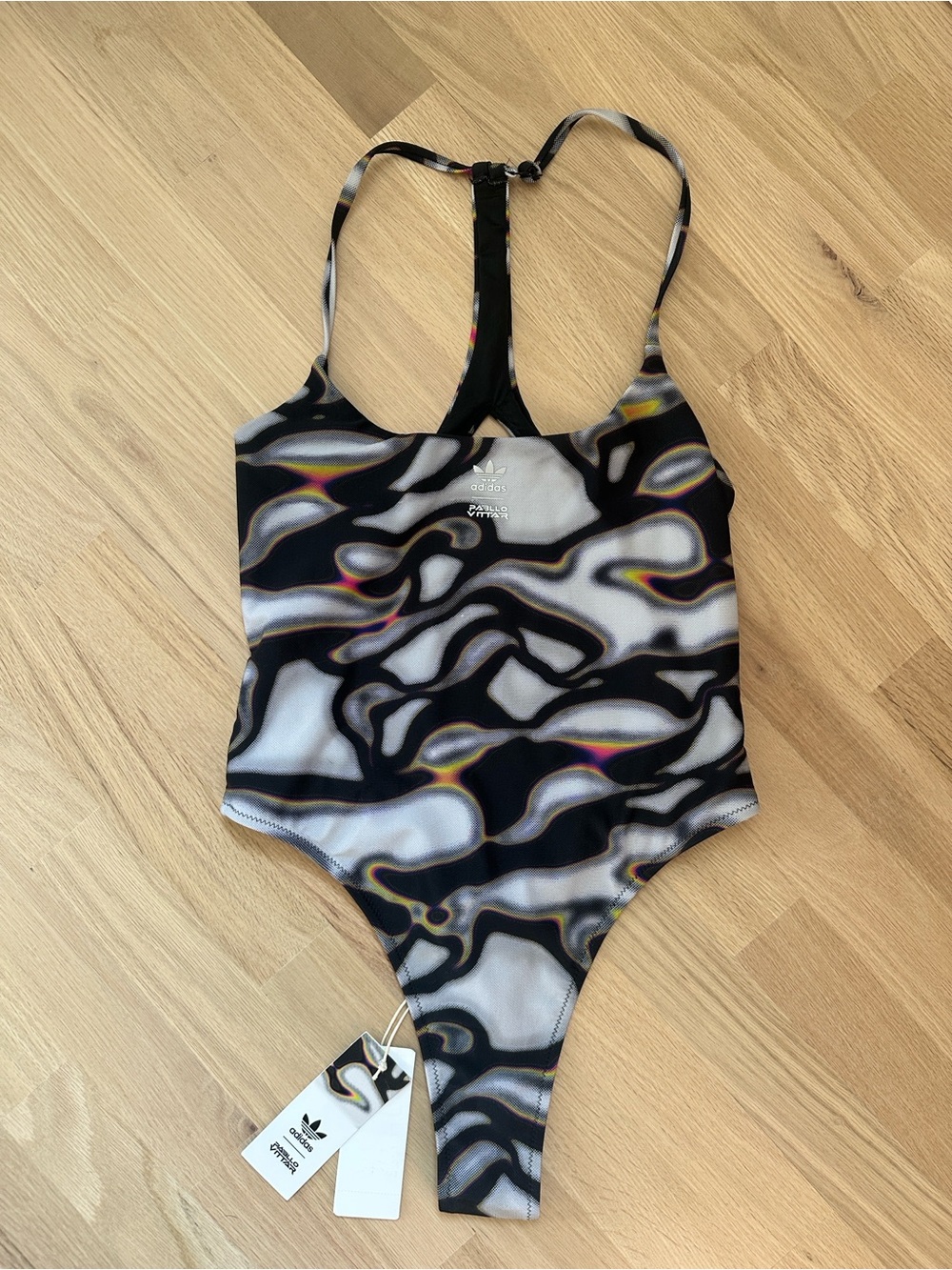 adidas Black and White Abstract One-Piece Swimsuit